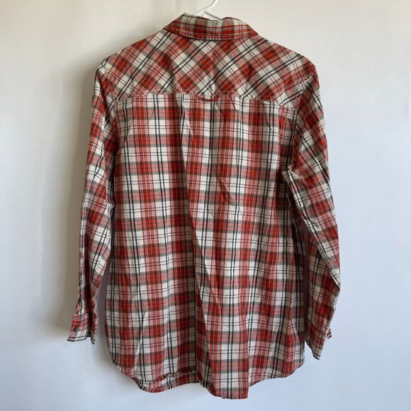 Roots Canada Womens Red Plaid Button-Up Shirt Large 100% Cotton Long Sleeve - Picture 3 of 9